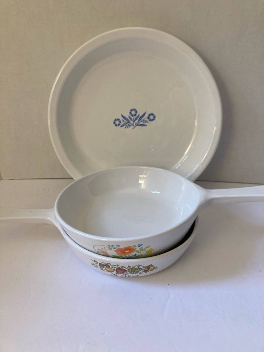 Corningware 10in pie plate plus 2 6.5 sauce pans Wildflower, LaPersil